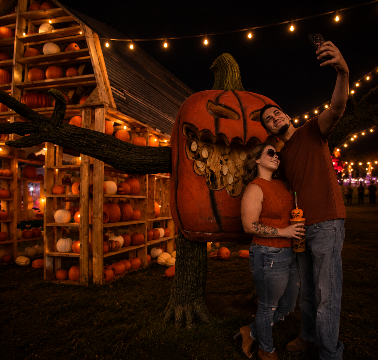 Guests taking a Halloween photo together at The Great Halloween Festival